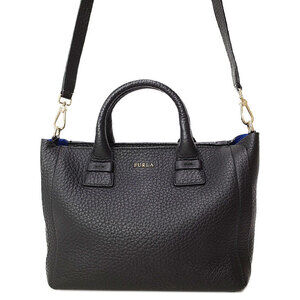 Furla Leather Capriccio Pebbled Leather Handbag Black